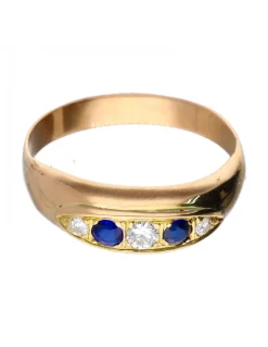 Anillo - 18 quilates Oro amarillo, Oro rosa - 0.07 tw. Diamante (Color natural) - Zafiro