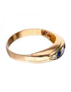 Anillo - 18 quilates Oro amarillo, Oro rosa - 0.07 tw. Diamante (Color natural) - Zafiro