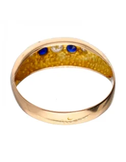 Anillo - 18 quilates Oro amarillo, Oro rosa - 0.07 tw. Diamante (Color natural) - Zafiro