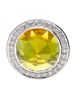 Anillo - 18 quilates Oro blanco - 12.41 tw. Topacio - Diamante