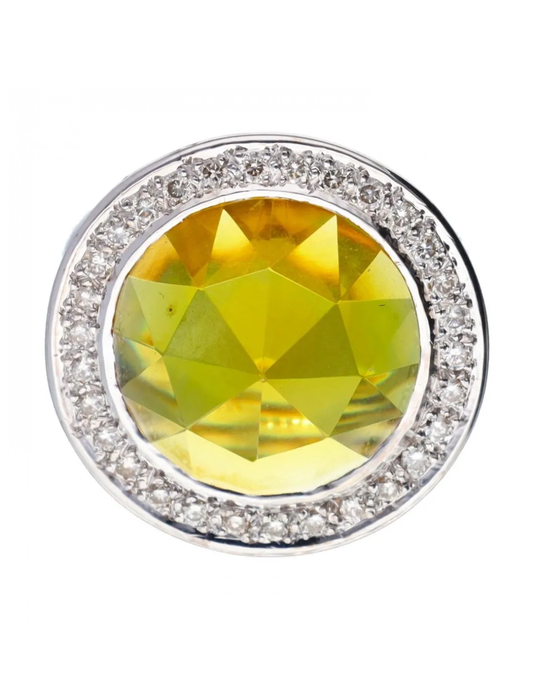 Anillo - 18 quilates Oro blanco - 12.41 tw. Topacio - Diamante