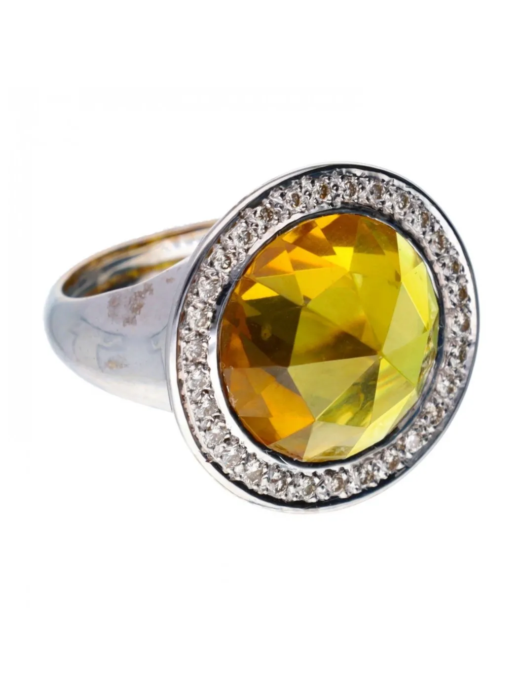 Anillo - 18 quilates Oro blanco - 12.41 tw. Topacio - Diamante