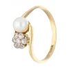 Anillo con perla y brillantes oro amarillo 18kl