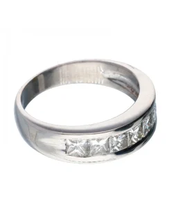Anillo - Oro blanco 0.04ct. Cuadrado Diamante