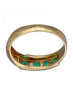 Anillo Alianza de Oro amarillo, con Esmeraldas y Circonitas