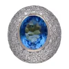 Anillo Coctel de Oro amarillo y blanco, con Brillantes y Zafiro