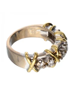 Anillo con brillantes oro blanco y amarillo 18kl