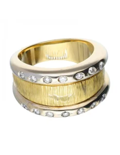 Anillo con brillantes oro blanco y amarillo 18kl