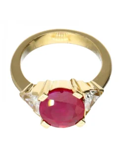 Anillo con brillantes y rubíes oro amarillo 18kl