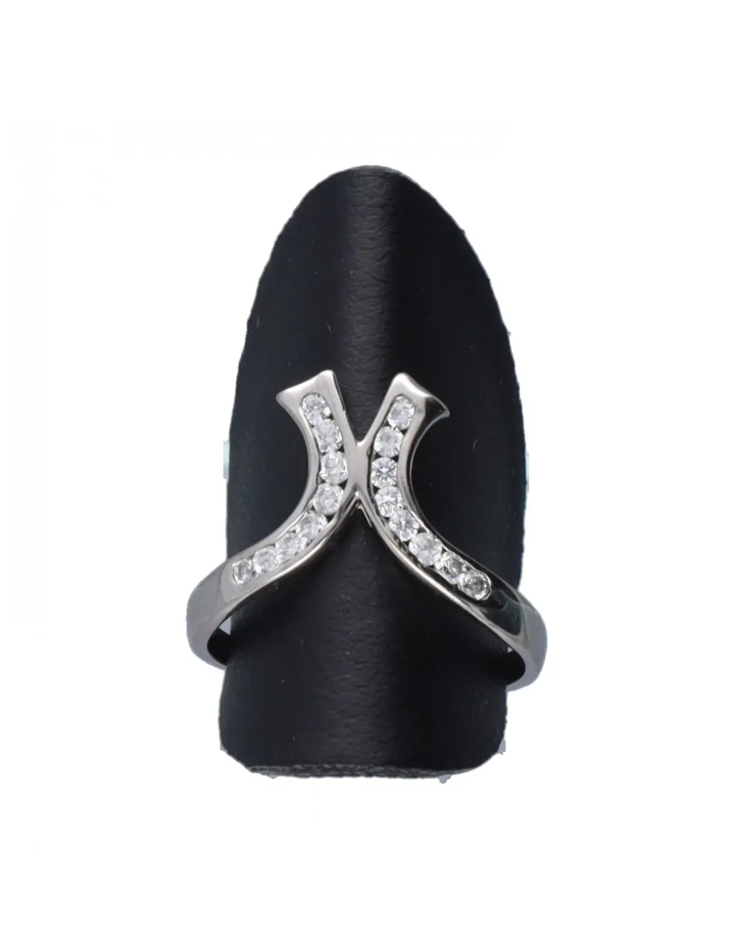 Anillo con circonitas oro blanco 18kl