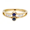 Anillo con cuatro brillantes y dos zafiros oro amarillo 18kl