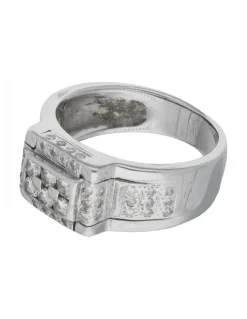 Anillo con diseño y brillantes oro blanco 18KL