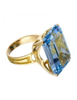 Anillo con piedra aguamarina oro amarillo