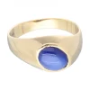 Anillo con piedra azul central oro amarillo 18kl