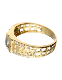 Anillo con zirconitas de color oro amarillo 18kl