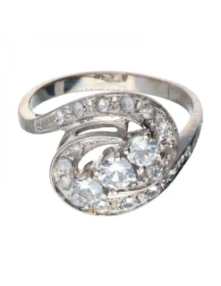 Anillo con zirconitas oro blanco 18kl