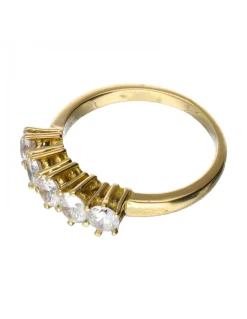 Anillo con zirconitas oro amarillo 18kl