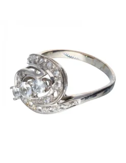 Anillo con zirconitas oro blanco 18kl
