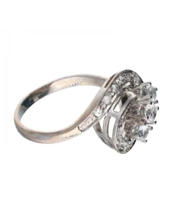 Anillo con zirconitas oro blanco 18kl
