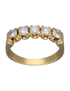 Anillo de compromiso de Oro amarillo, diseño 5 Brillantes