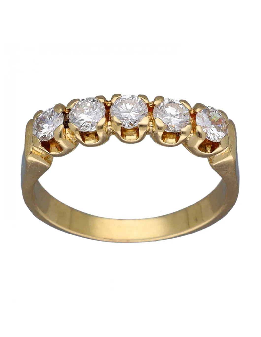 Anillo de compromiso de Oro amarillo, diseño 5 Brillantes