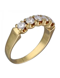 Anillo de compromiso de Oro amarillo, diseño 5 Brillantes