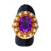 Anillo de oro 14 kl amatista y perlas