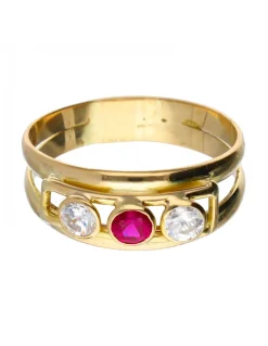Anillo de oro 18 kl con amatista y zirconitas