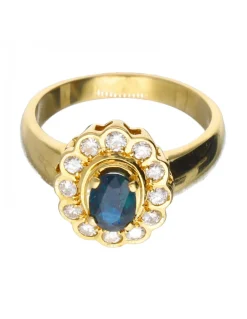 Anillo de oro 18 kl con diamantes y zafiro