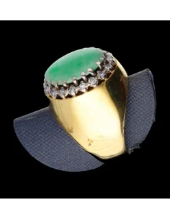 Anillo de oro 18 kl con esmeralda y diamantes