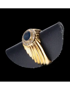 Anillo de oro 18 kl con zirconitas y zafiro