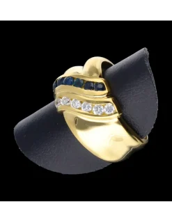 Anillo de oro 18 kl zafiro y zirconita