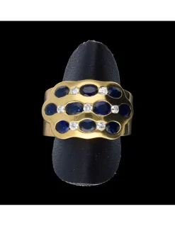 Anillo de oro 18 kl zafiros zirconitas