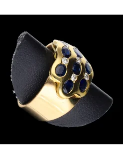 Anillo de oro 18 kl zafiros zirconitas