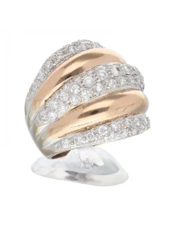 Anillo de oro amarillo 18 K con diseño y brillantes