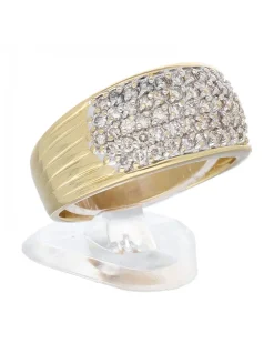 Anillo de oro amarillo 18 K con diseño y brillantes