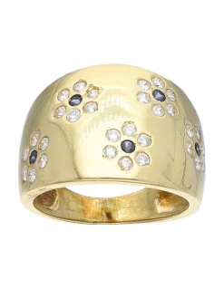 Anillo de oro amarillo 18 K con diseño y circonitas