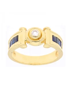 Anillo de Oro amarillo 18 K con diseño y circonitas circundantes