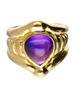 Anillo de oro amarillo 18 kl con amatista