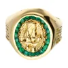 Anillo de oro amarillo 18 kl con esmeraldas