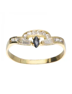 Anillo de oro amarillo 18 K con diseño y circonitas