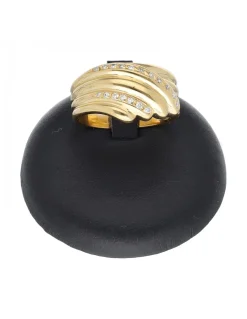 Anillo de oro amarillo 18 K con diseño y brillantes