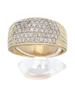 Anillo de oro amarillo 18 K con diseño y brillantes