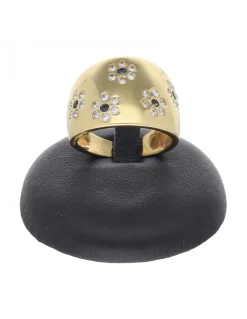 Anillo de oro amarillo 18 K con diseño y circonitas
