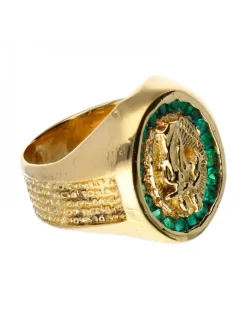 Anillo de oro amarillo 18 kl con esmeraldas