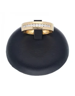 Anillo de oro amarillo 18 K con diseño y brillantes