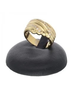 Anillo de oro amarillo 18 K con diseño y brillantes