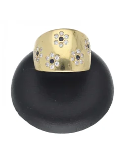 Anillo de oro amarillo 18 K con diseño y circonitas