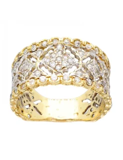 Anillo de oro amarillo 18 K con diseño y circonitas