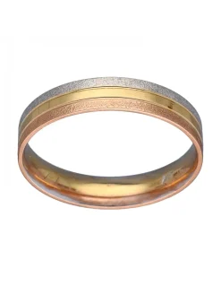 Anillo de Oro amarillo, blanco y rosado 18K con diseño Alianza